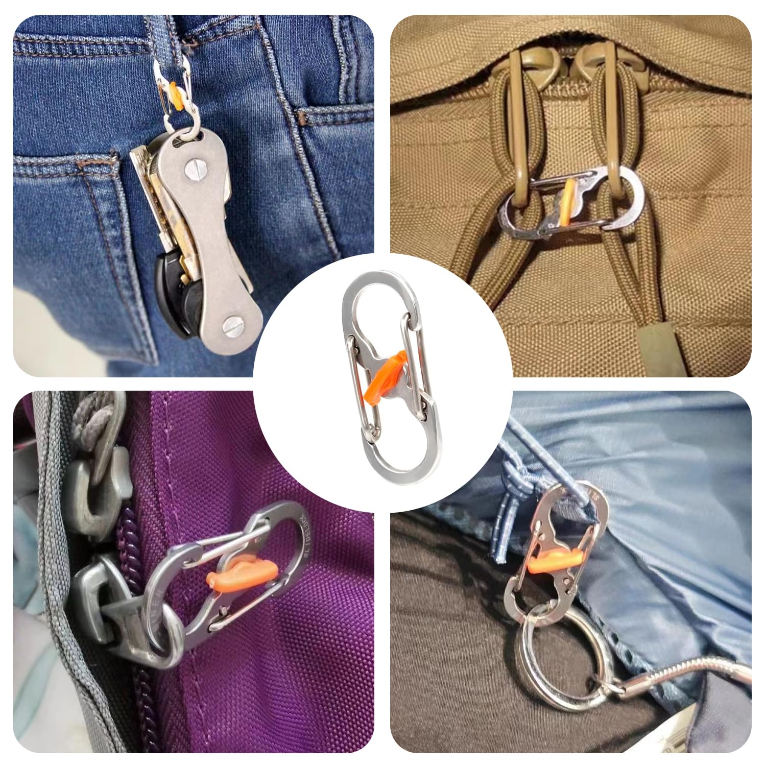 Amazon.co.jp: PAVIKE カラビナセット【8個】カラビナおしゃれ 8字 S字